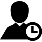 icon of a man with a clock in front of him showing the time